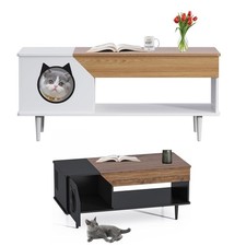 2in1 Cat Litter Box Enclosure Coffee Table Hidden Litter Box Furnitures Storage
