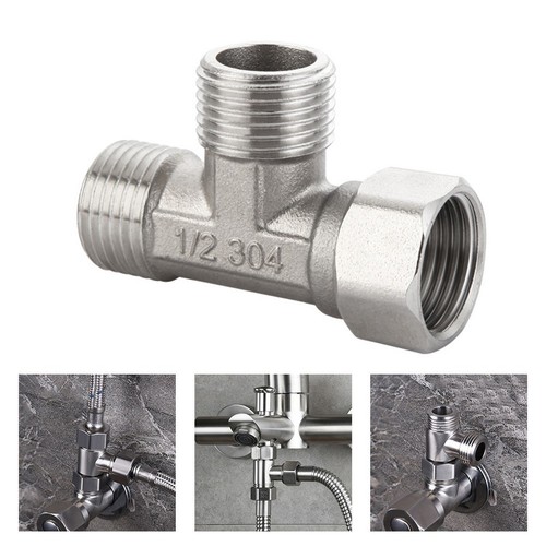 Adaptador en T Válvula de 3 Vías/Para Desviador Baño Inodoro/Rociador de Bidé Cabezal de Ducha/G1/2 - Imagen 4 de 24