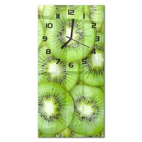 Glas-Wanduhr Im Hochformat Als Wanddekoration Kiwi Schwarze Zeiger 30X60 Cm