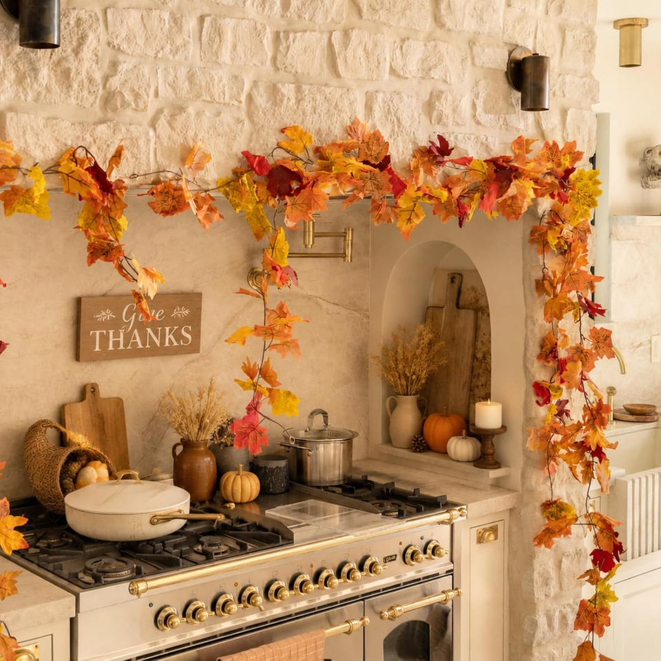 3 Pack Fall Leaves Garland, 17.7Ft Maple Leaf Fall Vines Autumn Garland ...