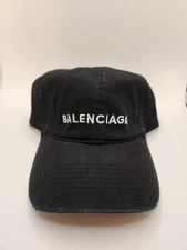 BALENCIAGA Black Baseball Cap Distressed Style Hat Adjustable NWOT RARE 