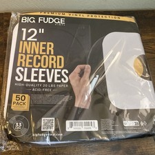 12" Inner Record Sleeves 50 Pack Big Fudge 20lb Paper Acid-Free