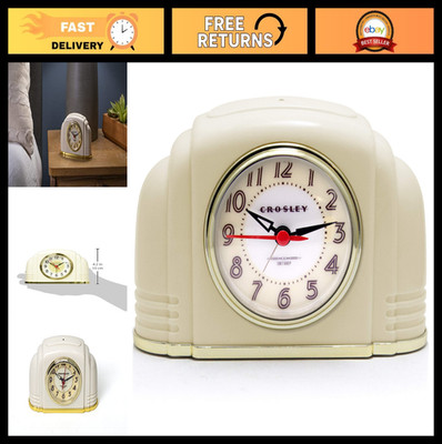 Vintage Art Deco Analog Alarm Clock - Quiet No-Ticking, Dimmable Light, Simple C