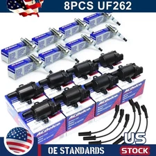 8X OEM Ignition Coil & Spark Plug &Wire Set For Chevy GMC 4.8L 5.3L 6.0L UF262