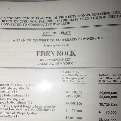Eden Rock Cooperative Offering Plan Document   84-01 Main St Jamaica NY