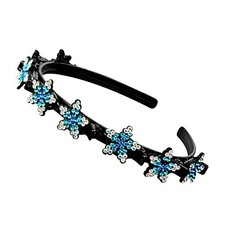 For Double Bangs Hairpin Hairstyle Double Layer Twist Headband With Clips Blue