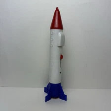 Vtg US Army Jupiter Rocket Bank Superior Toys 13” Plastic Mechanical Toy Bank