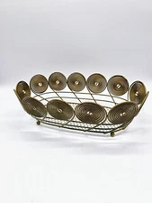 MCM Atomic Coil Industrial Gold Tone Storage Basket Abstract Brutalist 