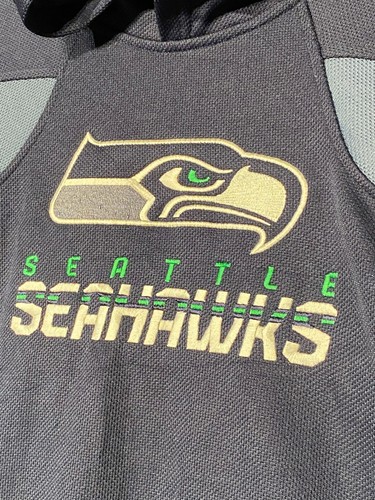 Seattle Seahawks Sweater Hoodie Mens Small Blue Embroidered Reebok Pullover 90s - Picture 3 of 12