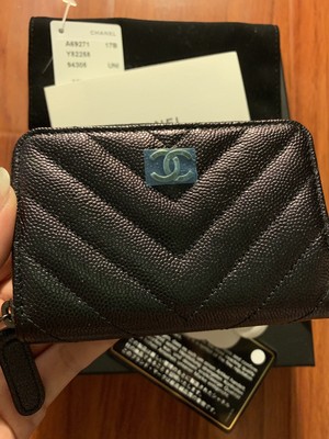 chanel chevron card holder