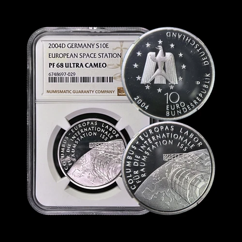 GERMANY. 2004, 10 Euro, Silver - NGC PF68 - Columbus Laboratory, Space Station