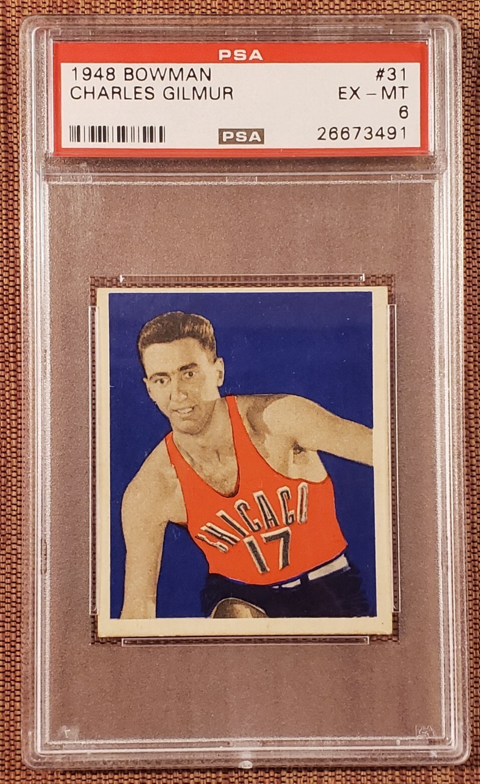 1948 Bowman #31 Chuck Gilmur Chicago Stags Original Basketball Card PSA 6 EX/MT