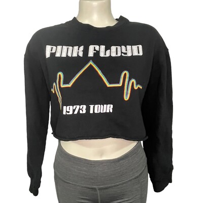 PINK Floyd Women's Sweatshirt Crop Top Pullover  Size L Modern 1973 Tour