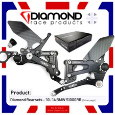 BMW S1000RR 2010-2014 10-14 REARSET FOOTREST KIT - DIAMOND RACE PRODUCTS blk/slv