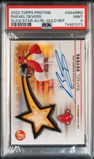 2022 TOPPS PRISTINE RAFAEL DEVERS GOLD SLICE OF A STAR BAT RELIC AUTO /50 PSA 10