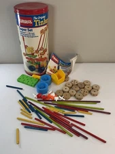 Playskool Tinker Toy Super Set  Vintage 1986 Canister Manual Hasbro Made In USA