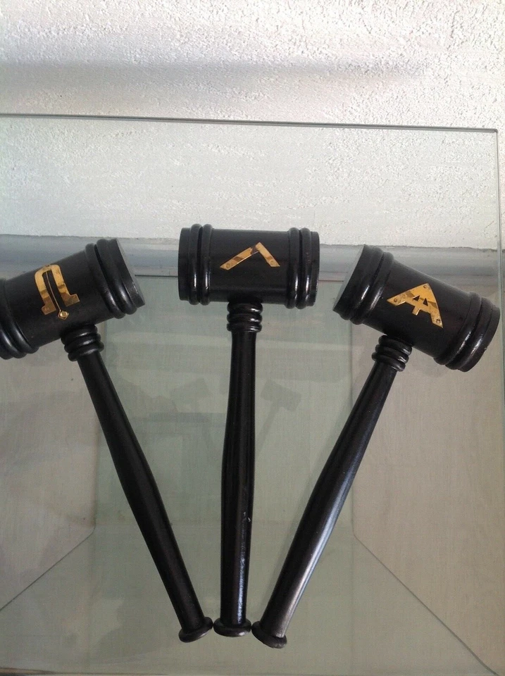 Franc maçonnique lot 3 maillets de loge set of masonic hamer