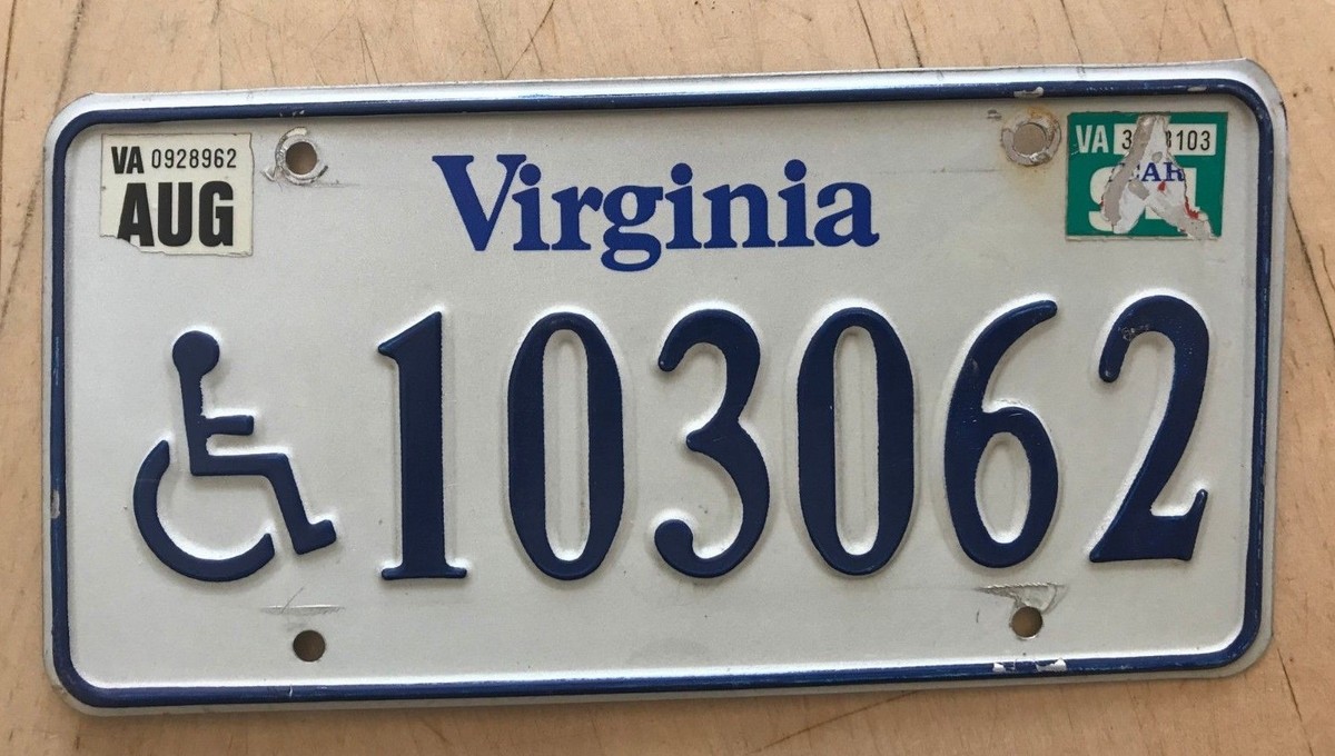 VIRGINIA DISABLED PERSON HANDICAPPED LICENSE PLATE 