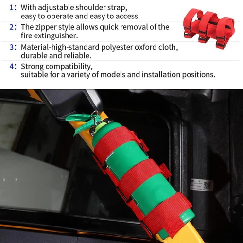 For 2021-2024 Ford Bronco Red Adjustable Roll Bar Fire Extinguisher Mount Holder - Foto 5 di 10