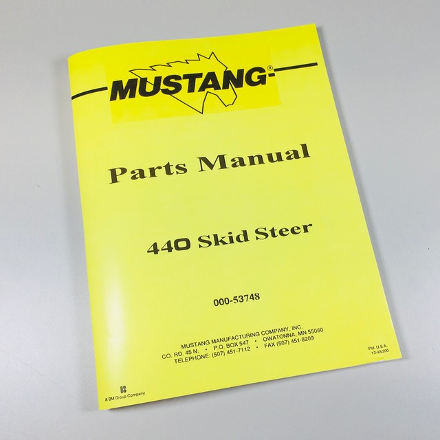 MUSTANG 440 SKIDSTEER LOADER PARTS MANUAL CATALOG EXPLODED VIEWS