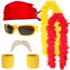 80s Wrestler Costume Hogan Fancy Dress Set Bandana, Glasses, Moustache Boa Band 