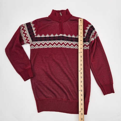 Faze 1 1/4 Zip Boys Sweater Size Large 14 16 maroon Red Long Sleeve Fair Isle - Picture 9 of 16