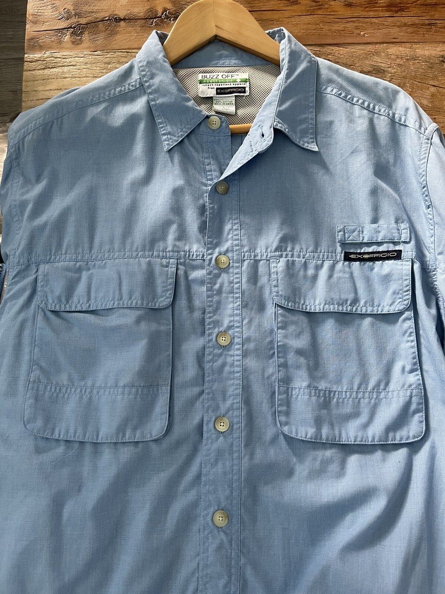 Chemise ExOfficio Buzz Off Anti-insectes - Homme XXL - Manches Longues Bleue - Occasion Parfait état