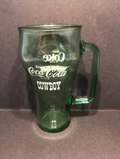 COCA COLA GREEN "COWBOY WHATABURGER" GLASS MUG