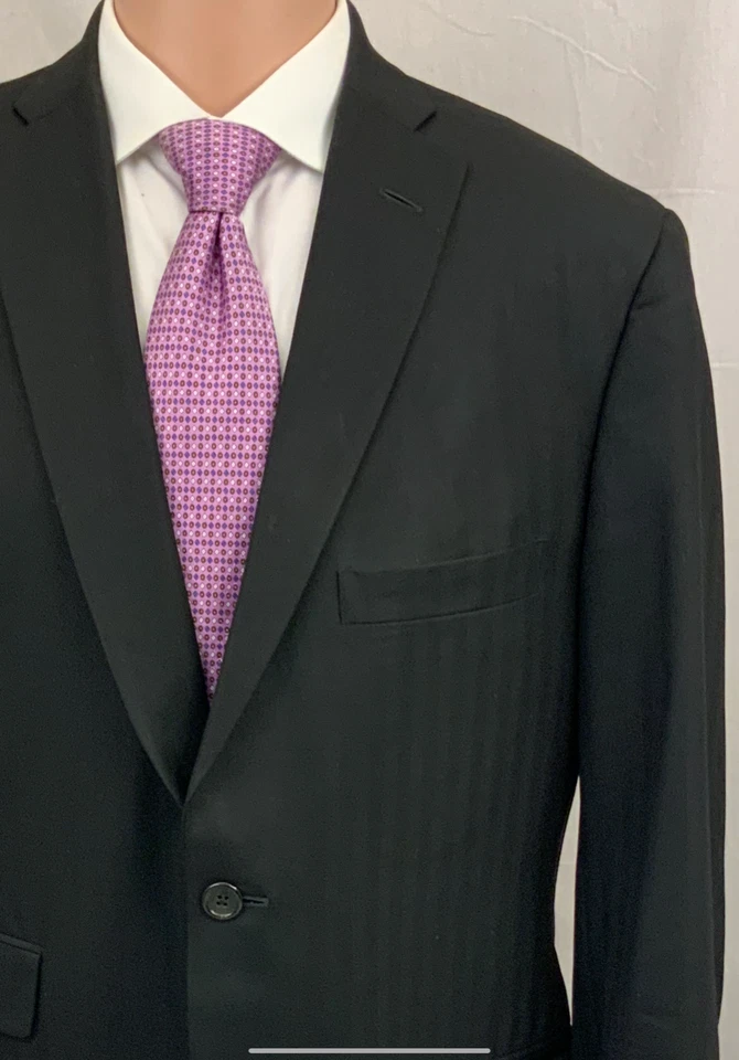 Blazer Tom James 40R negro 100 % lana 2 Btn 2 ventilaciones YGI P2-192 Foto 3 de 4