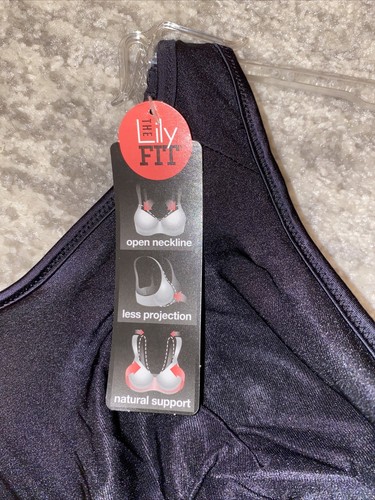 Lilyette by Bali Women's Plunge Into Comfort Keyhole Minimizer, Onyx, Size 40DDD - Picture 3 of 4