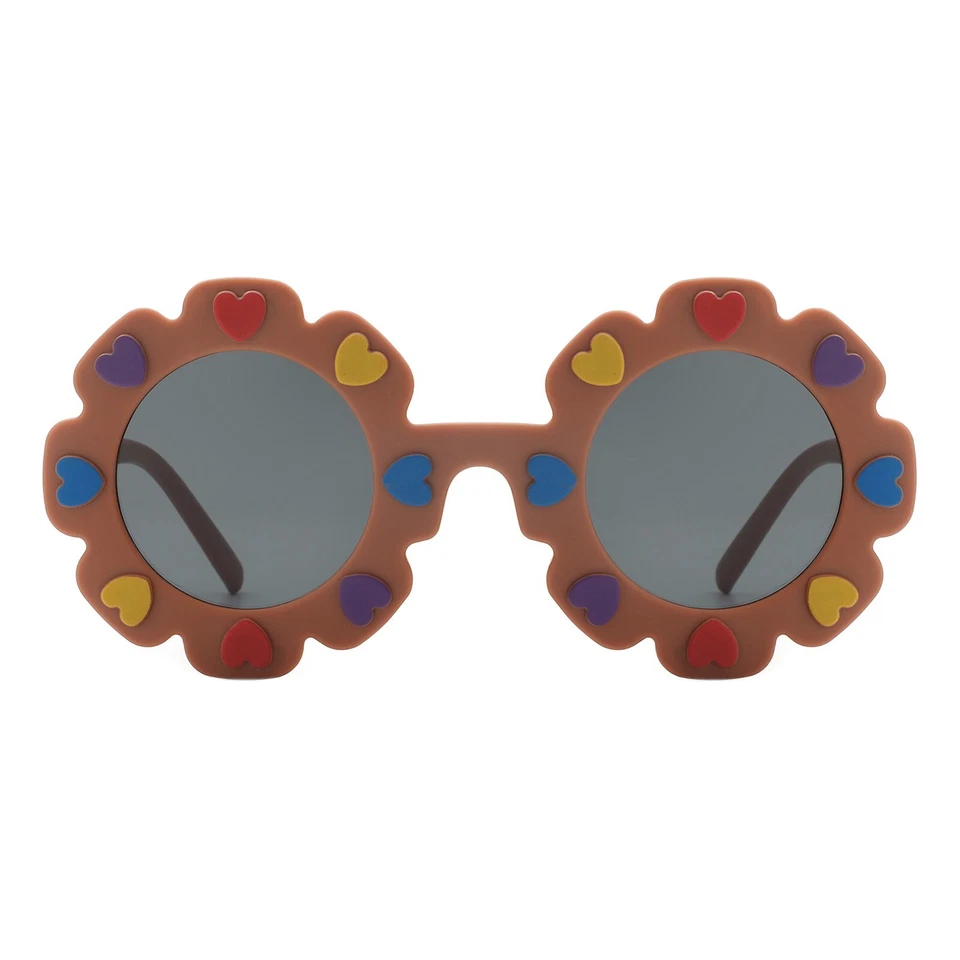 Gafas de sol redondas de gran tamaño con corazones UV 400 para niños pequeños y niñas pequeñas Foto 3 de 4