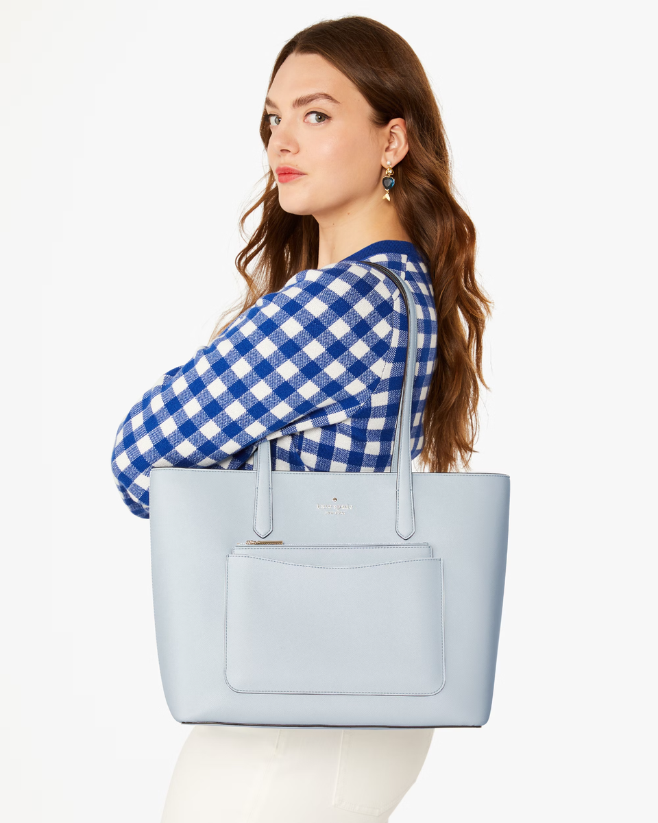 Kate Spade Staci Large Tote + Wristlet + Pouch Pale Blue KF369