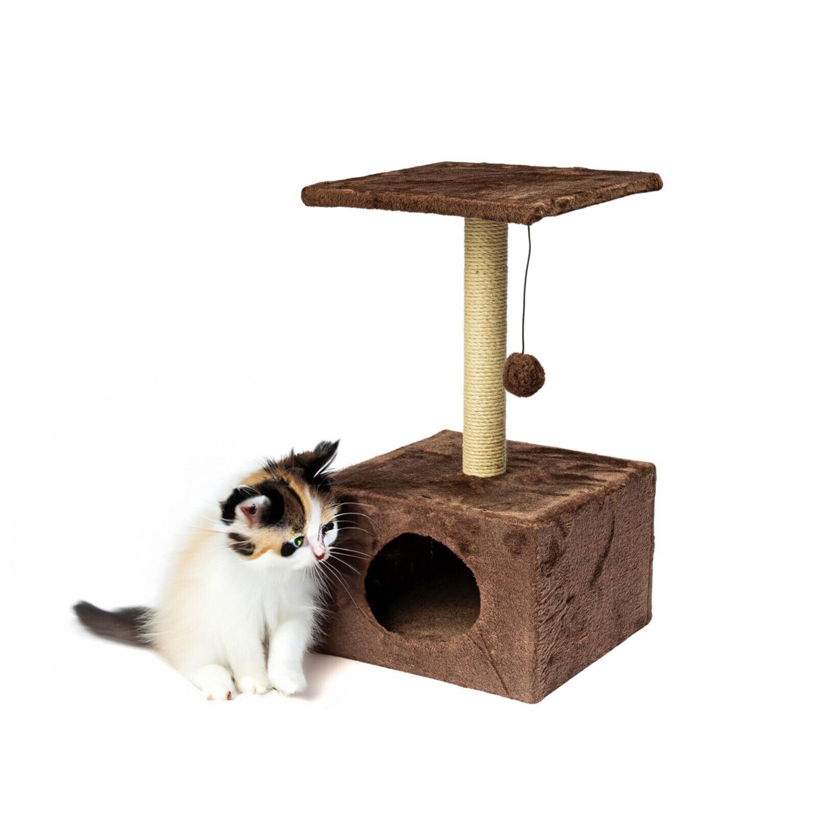 Arbre à Chat En Forme De Sapin De Noël 123 Cm - Avec 2 Grottes, Griffoir Et Plateformes - Déco Festive Pour Chat