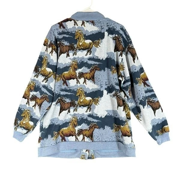 Женская винтажная конная куртка Blair L Large Horse AOP 1990-е на кнопках вестерн - Изображение 2 из 4