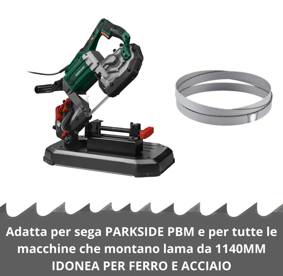 Lama per sega nastro ferro acciaio Parkside PMB-1100 bindella 1140mm PASSO 14/18 - Immagine 2 di 2