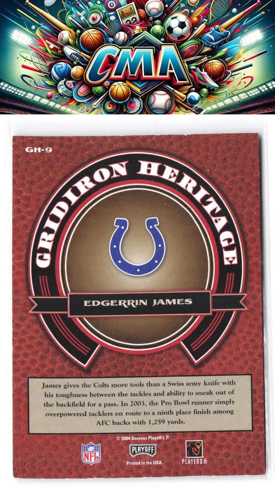 2004 Playoff Prestige #GH-9 Edgerrin James Gridiron Heritage - Image 2 of 2
