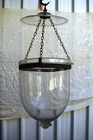 Antique Colonial Bell Jar Glass Lantern Belgian Lamps Pendent Light Ceiling "F73