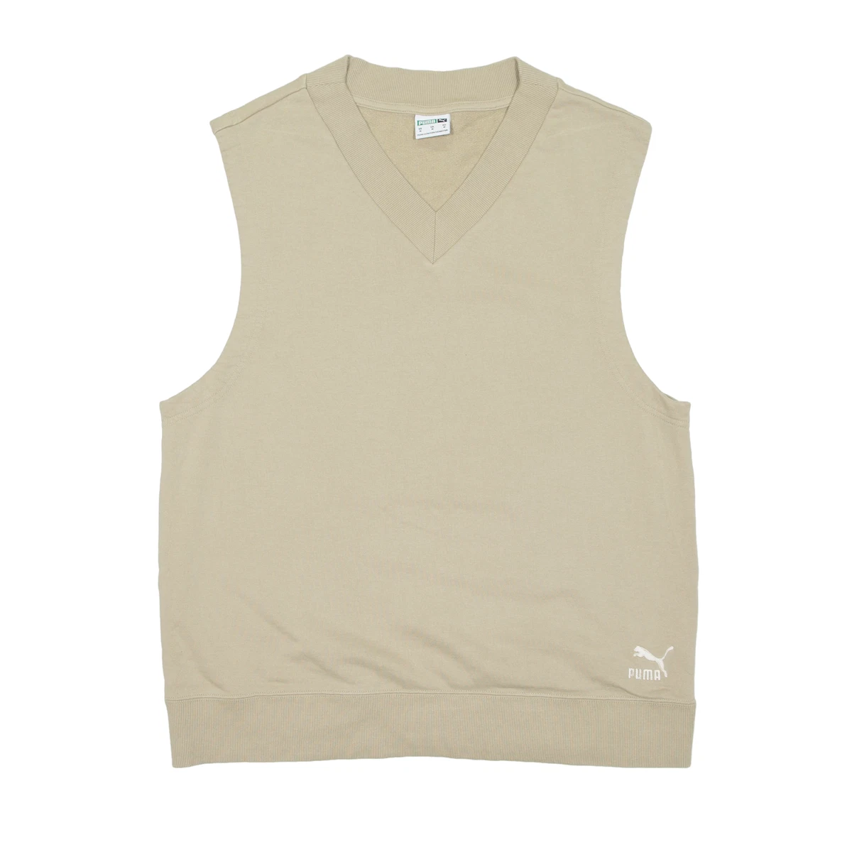 PUMA Sleeveless Sweatshirt Beige V Neck Mens M eBay