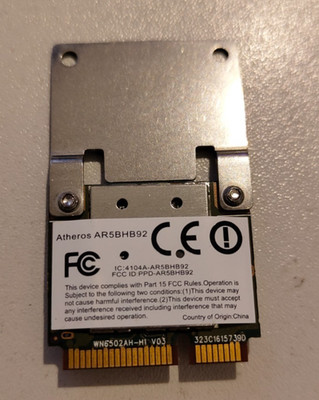 Atheros WLAN PCIe Mini Card AR5BHB92, 2.4GHz -5GHz