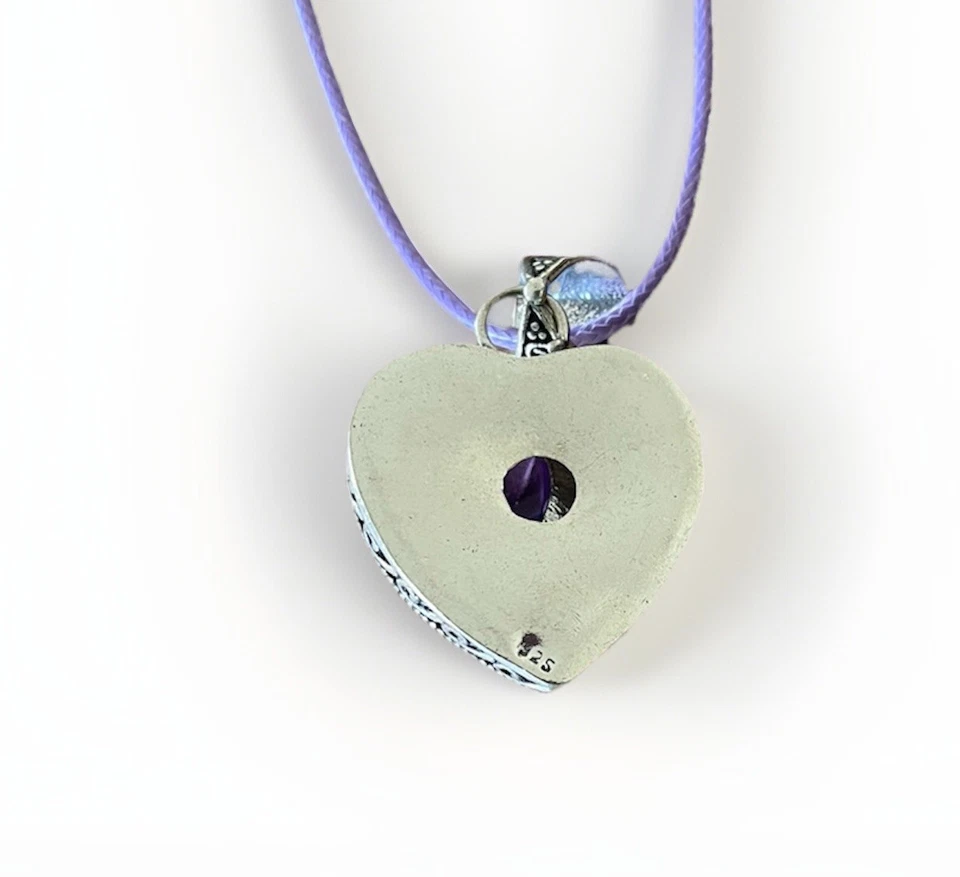 Аметист сердце подвеска ожерелье - 925 пробы покрытием - новый - Изображение 3 из 4