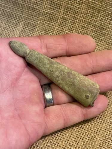 Nice Dug Civil War Bayonet Scabbard Tip Uncleaned With Leather Remaining Va. Dug