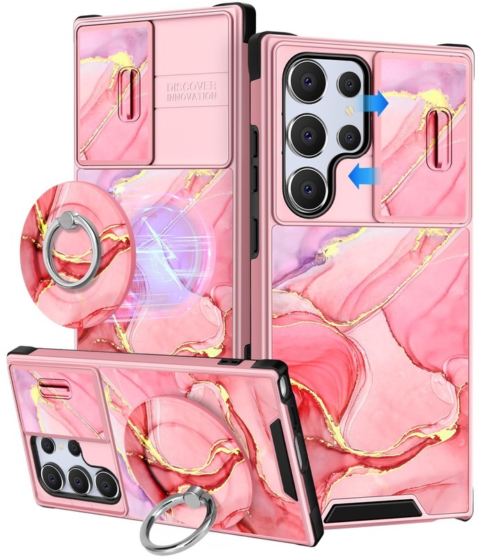 Samsung Galaxy S25 Ultra Case - with Ring Stand & Camera Cover