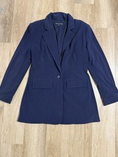 Boston Proper Women s Navy Blue Long Sleeve Blazer Jacket Size 8 Button Front