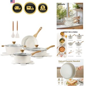 Nonstick Ceramic Cookware Set, 13-Piece Non-toxic Pots and Pans Set, Healthy ...