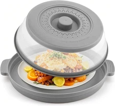 Microwave Splatter Cover Microwave Cover for Food with Anti-Scald Tray Collapsib