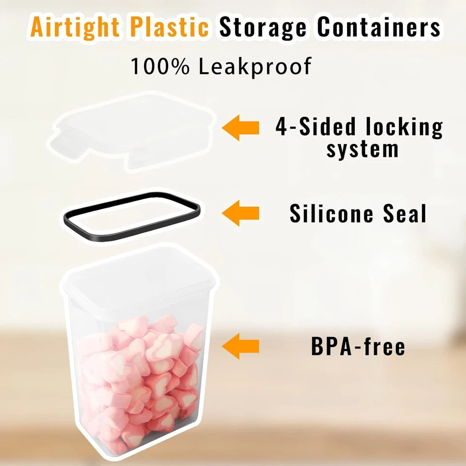 24 Stück Vorratsdosen mit Deckel Luftdicht Frischhaltedosen Aufbewahrungsbox Set - Bild 2 von 4