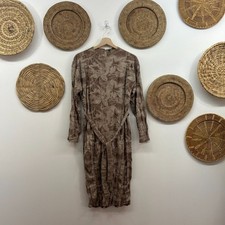 NEW Zara Brown Flower Floral Crinkle Pleated Lightweight Knit Midi Dress Small