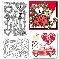 GLOBLELAND Valentine's Day Clear Silicone Stamp Metal Key and Lock Cutting...
