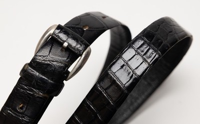 Mens L'Aiglon Laiglon France Neiman Marcus Black Leather Crocodile Belt Size 32''