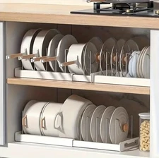 Pot And Pan Storage, Adjustable Baking Tray Storage Lid Rack,Expandable Storage